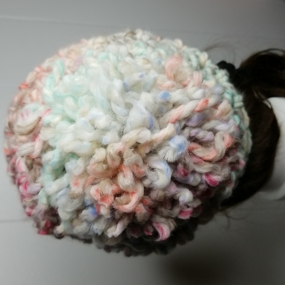 Crochet Chunky Yarn Slouchy Beanie Hat with Huge Pom - Picture 6 of 12